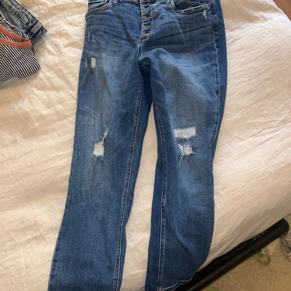 Kut from the Kloth Blue Straight-Leg Distressed Jeans